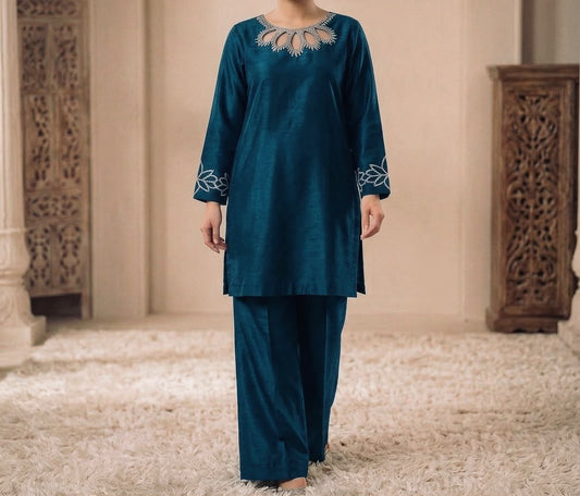 Teal Cutwork Luxury