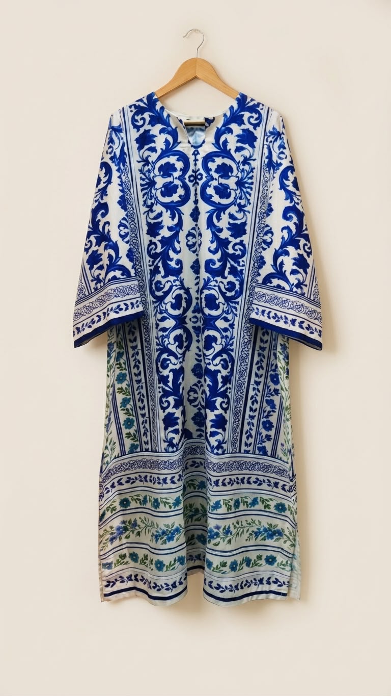 Crepe Kaftan Sky