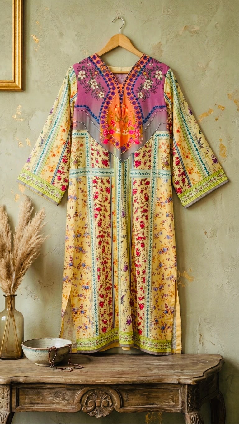 Crepe Kaftan Yellow