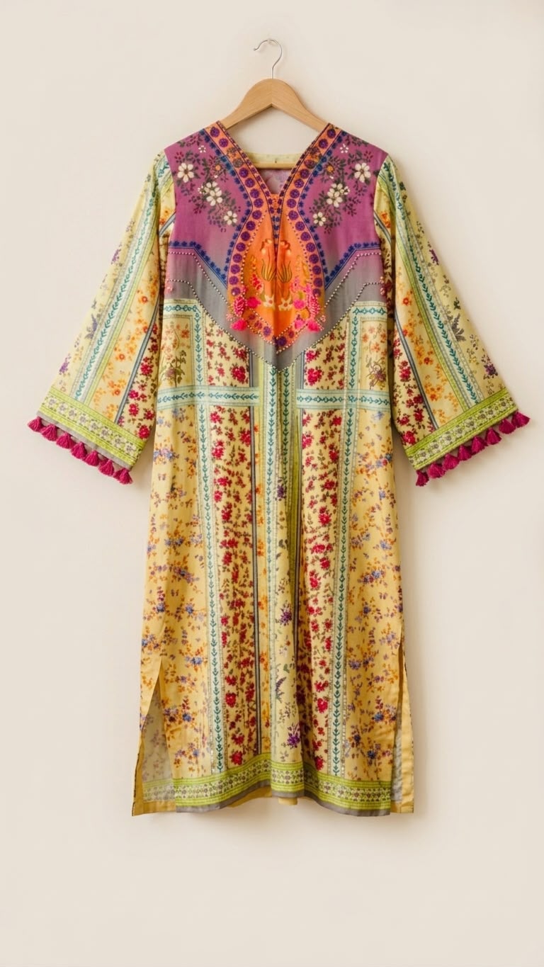 Crepe Kaftan Yellow