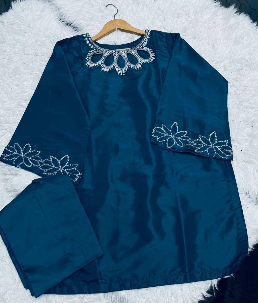 Teal Cutwork Luxury