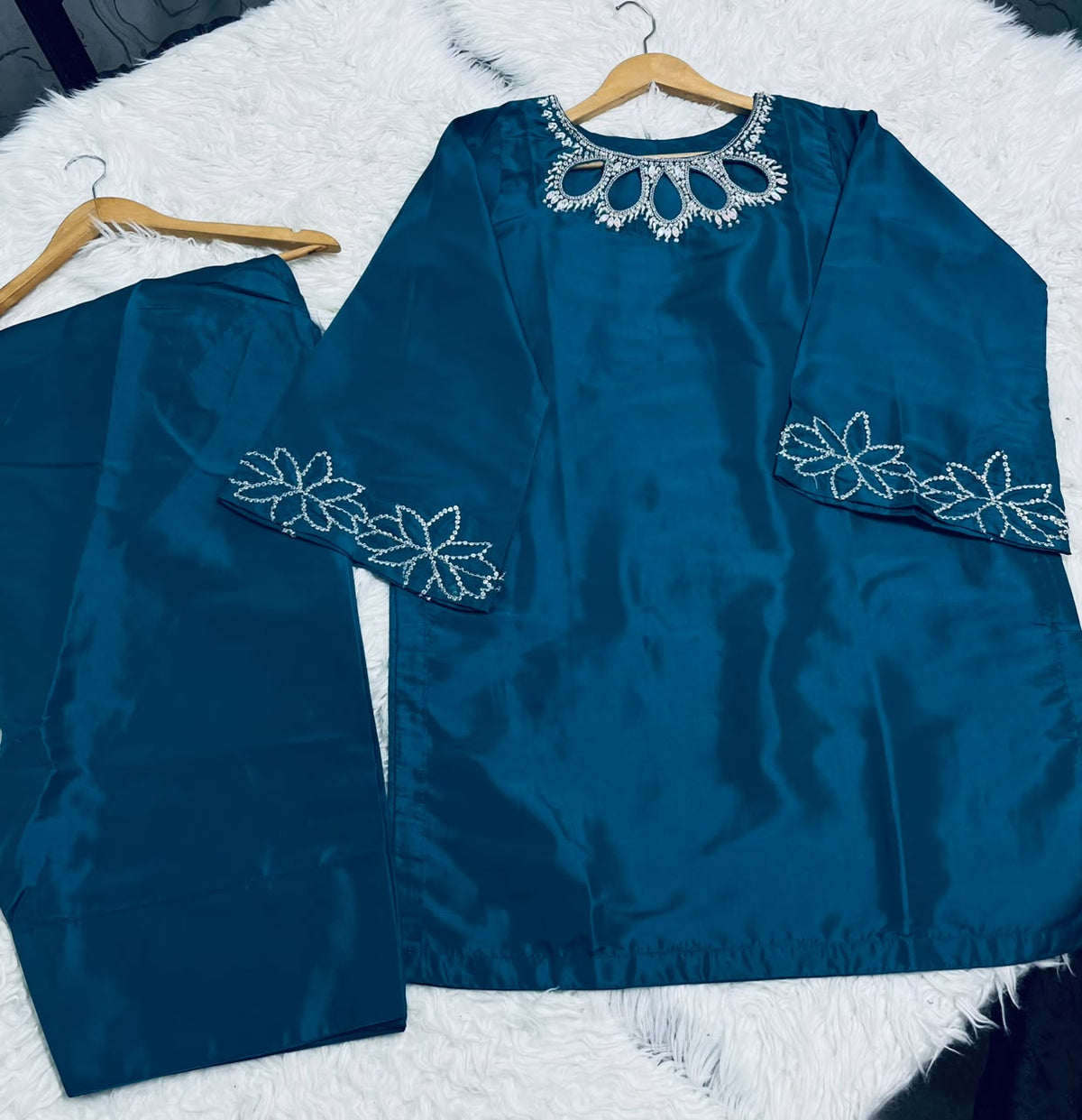 Teal Cutwork Luxury
